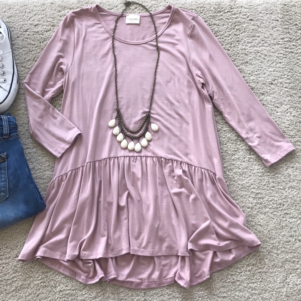 Mauve Color 3/4 Sleeve Tunic Top - Picture 3 of 5